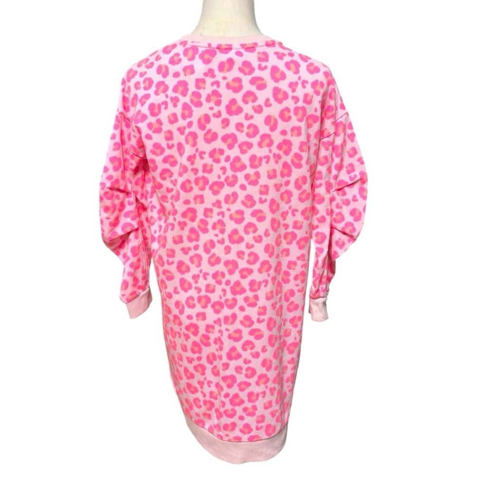 Cabana by Crown & Ivy Pink Leopard Print Sweatshirt Dress Women’s Large NWT - Picture 3 of 10